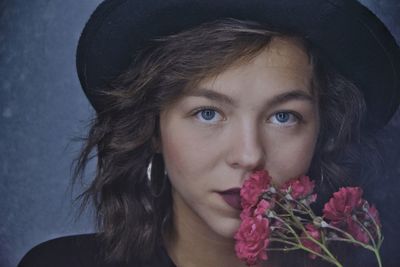 Close-up portrait of a beautiful young woman