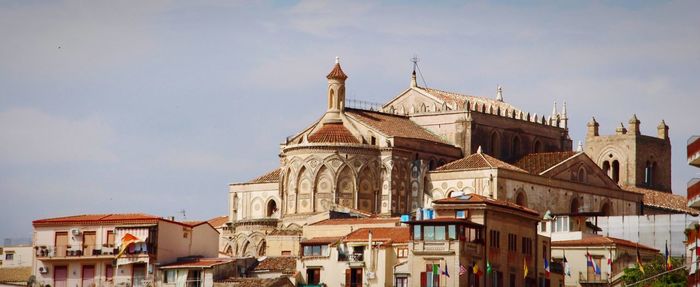 Low angle view of buildings against sky