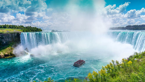 Scenic view of waterfall