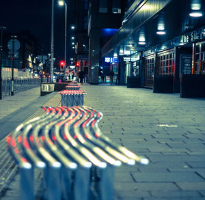 Surface level of empty road at night