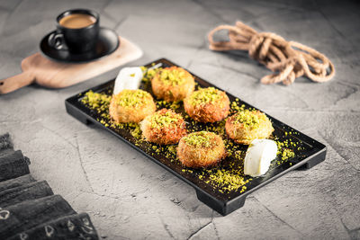 High angle view of food on table