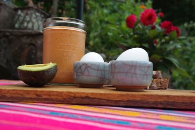 Breakfast served on table