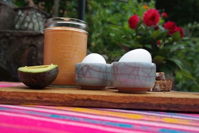 Breakfast served on table