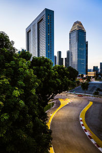 High angle view of buildings in city