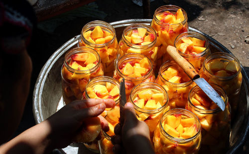 Close-up of street food