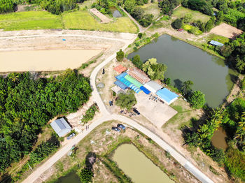 High angle view of river along landscape