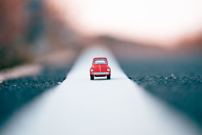 Close-up of toy car on table