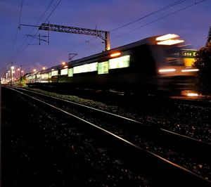 Train at railroad station platform