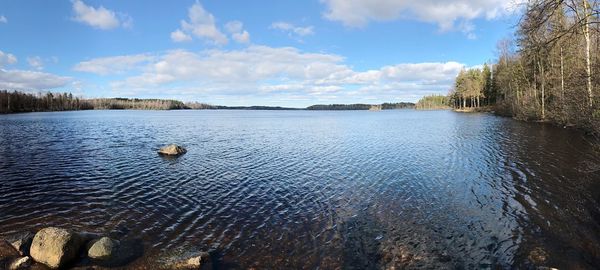 Scenic view of lake against sky