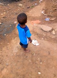 High angle view of girl playing