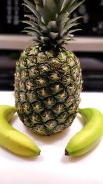 Close-up of fruits in plate on table