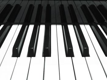 High angle view of piano keys