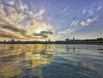 Scenic view of sea against sky during sunset