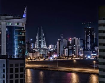 Illuminated city at night