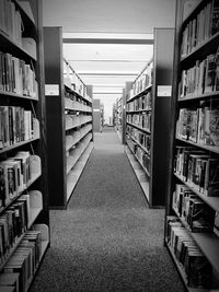 Row of books in library