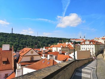 High angle view of townscape against sky