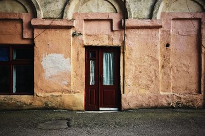 Closed door of old building