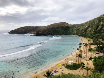 High angle view of beach against sky