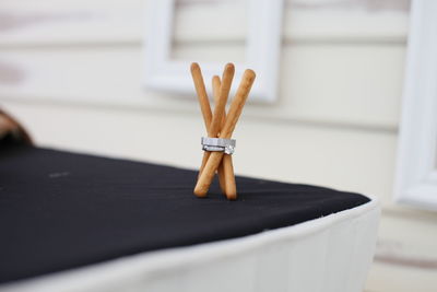 Close-up of rings in wood on table