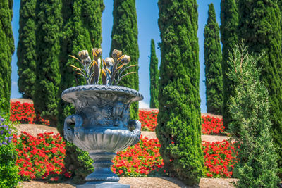 View of fountain in park