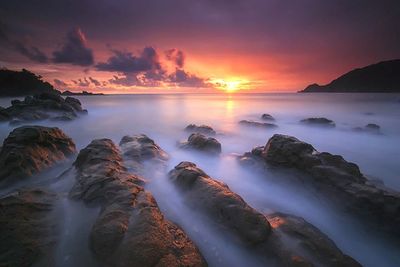 Scenic view of sea during sunset