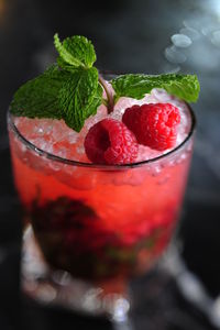 Close-up of strawberries in glass
