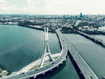 High angle view of suspension bridge