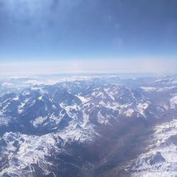 Aerial view of mountains against sky