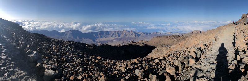 Panoramic view of mountains against sky