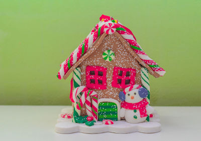 Close-up of christmas decoration on table