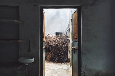 Buildings seen through window