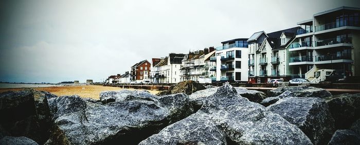 View of residential buildings by sea