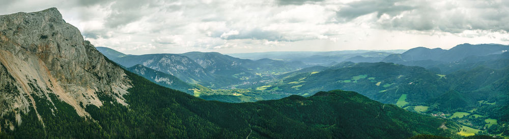 Panoramic view of mountains against sky