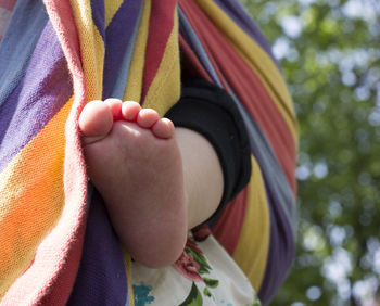 Close-up of leg of child