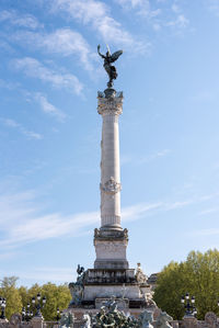 Low angle view of statue against cloudy sky