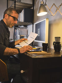 Man working on table