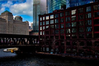 Reflection of buildings in city