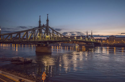 View of bridge over river against blue sky