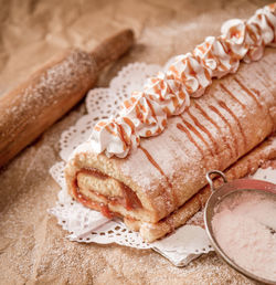 Close-up of food on table