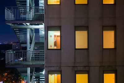 Modern building in city at night