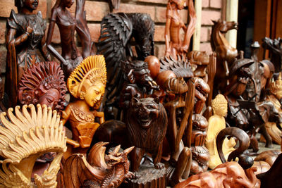 Various sculpture on display at market