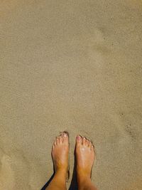 Low section of woman standing on beach