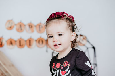 Portrait of cute girl looking away