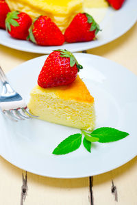 Close-up of dessert in plate on table