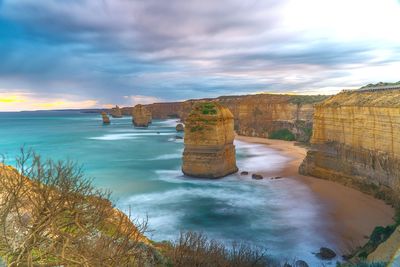 Panoramic view of sea against cloudy sky