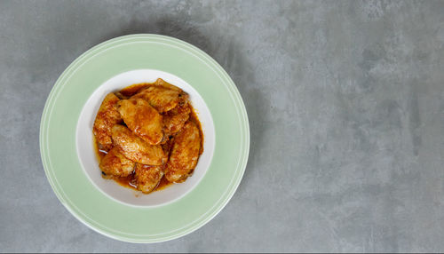 High angle view of meal served in plate