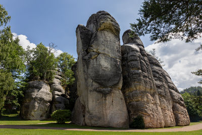 Low angle view of statue against sky
