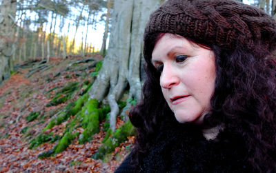 Close up of woman in forest