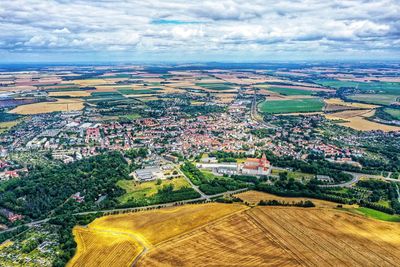 Aerial view of cityscape against sky. wurzen in saxony