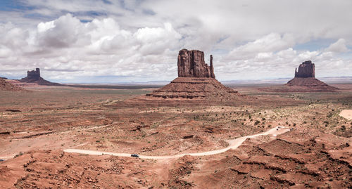 Panoramic view of rock formations on landscape against sky